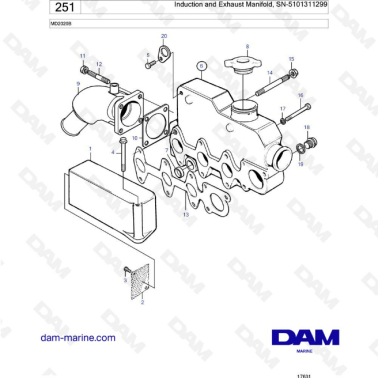 Volvo Penta MD2020B - Induction & exhaust manifold, SN-5101311299
