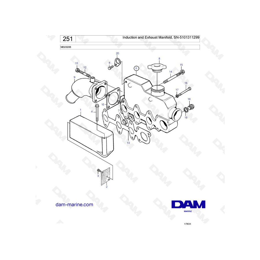 Volvo Penta MD2020B - Induction & exhaust manifold, SN-5101311299