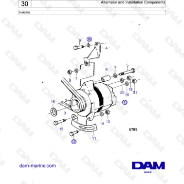 Volvo Penta TAMD70E - Alternator and Installation Components