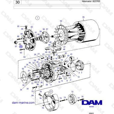 Volvo Penta TAMD70D / TAMD70E - Alternator: 823765