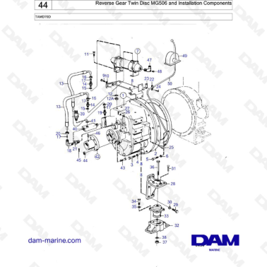 Volvo Penta TAMD70D Reverse Gear Twin Disc MG506 and Installation Components