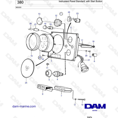 Volvo Penta MD2020B - Instrument panel standard, with start button