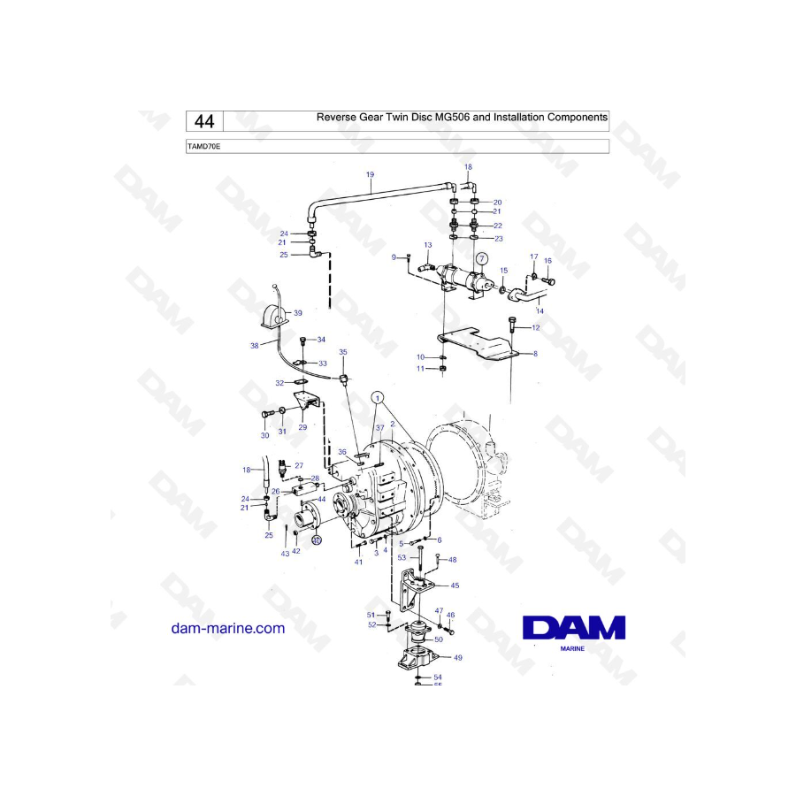 Volvo Penta TAMD70E - Disco doble de marcha atrás MG506 y componentes de instalación