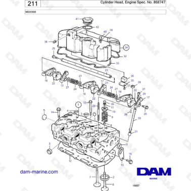 Volvo Penta MD2030B - Cylinder Head, Engine Spec. No. 868747