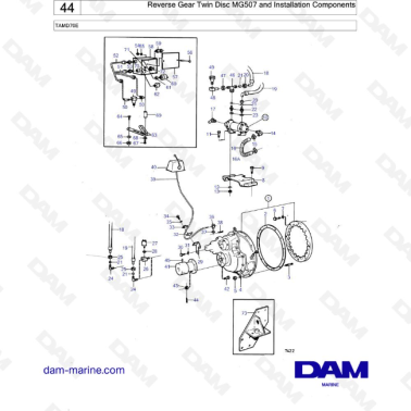 Volvo Penta TAMD70E - Reserve Gear Twin Disc MG507 and Installation Components