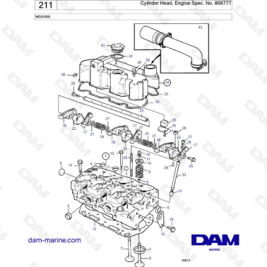 Volvo Penta MD2030B - Cylinder Head, Engine Spec. No. 868777