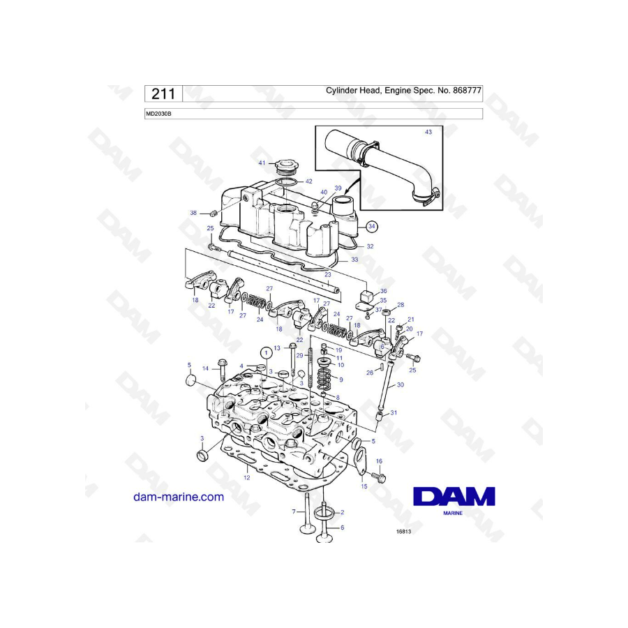 Volvo Penta MD2030B - Cylinder Head, Engine Spec. No. 868777