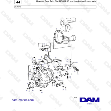 Volvo Penta TAMD70E - Reverse Gear Twin Disc MG509 KC and Installation Components