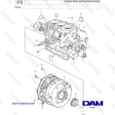 Volvo Penta MD2030 - Cylinder block & flywheel housing