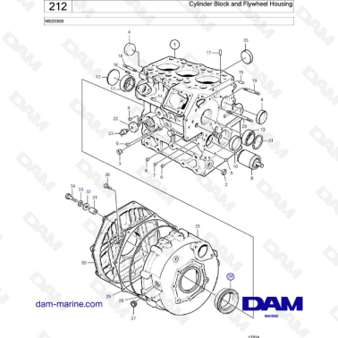 Volvo Penta MD2030B - Cylinder block & flywheel housing