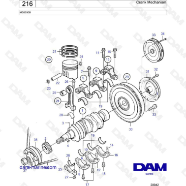 Volvo Penta MD2030B - Crank mechanism