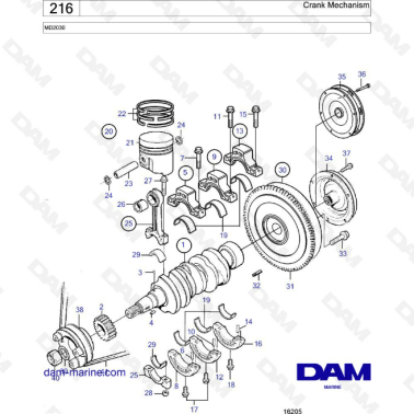 Volvo Penta MD2030 - Crank mechanism