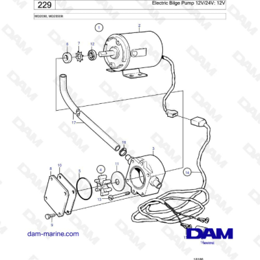 Volvo Penta MD2030 / MD2020B - Electric bilge pump : 12V