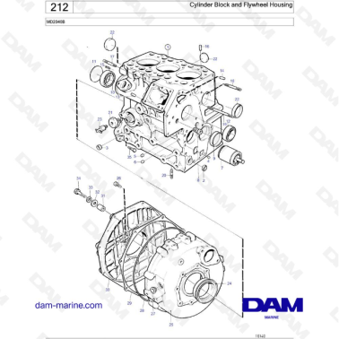 Volvo Penta MD2040B - Cylinder Block and Flywheel Housing