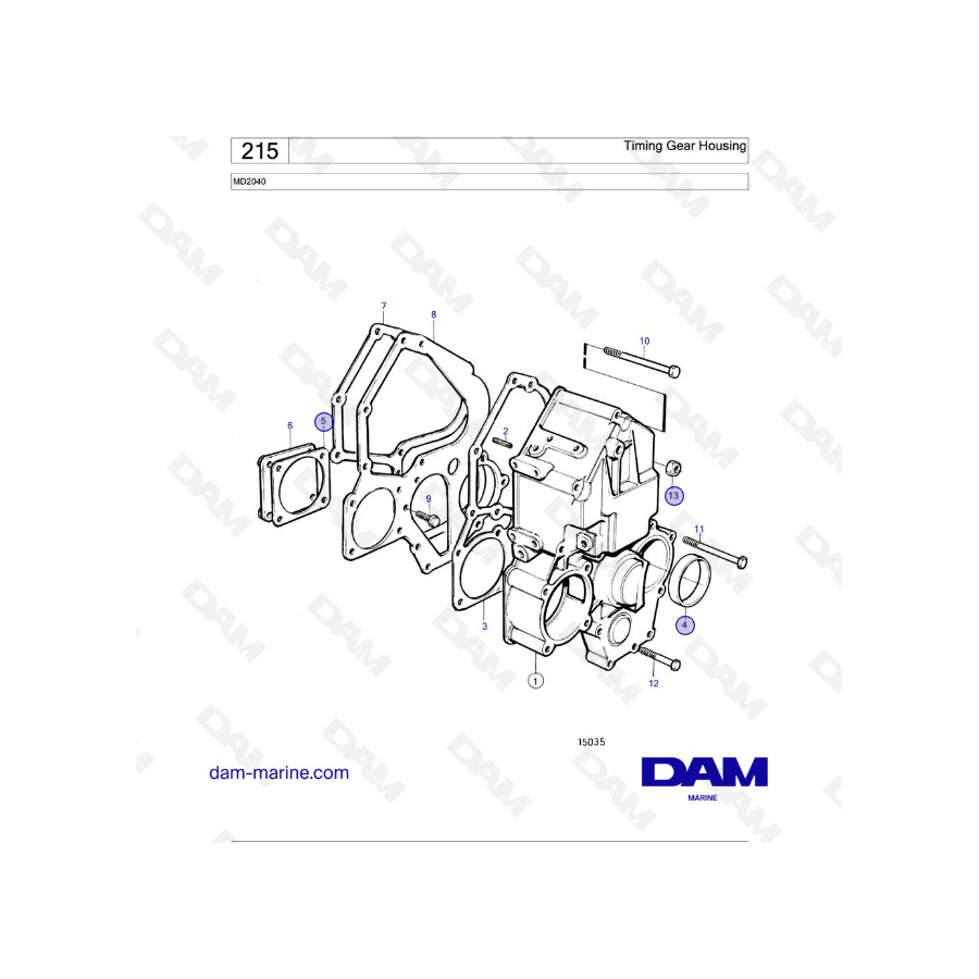 Volvo Penta MD2040 - Caja de engranajes de distribución