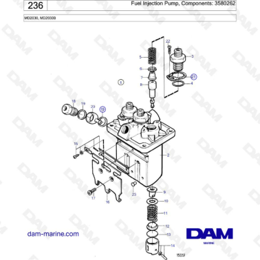 Volvo Penta MD2030 / MD2020B - Fuel Injection Pump, Components: 3580262