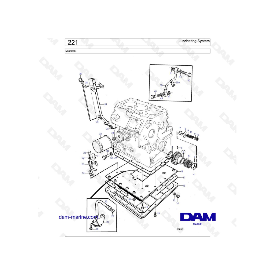 Volvo Penta MD2040B - Sistema de lubricación