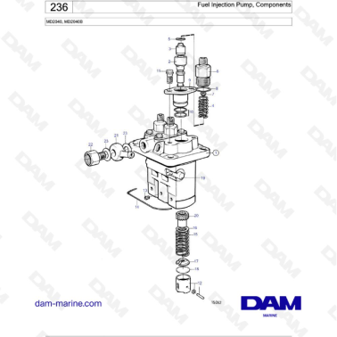 Volvo Penta MD2040 / MD2040B - Fuel Injection Pump, Componente