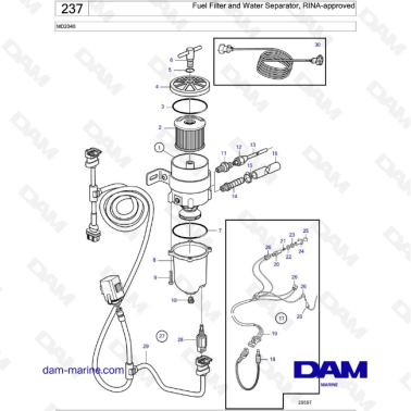 Volvo Penta MD2040 - Fuel Filter and Water Separator, RINA-approved