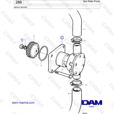 Volvo Penta MD2030B / MD2030 - Sea water pump