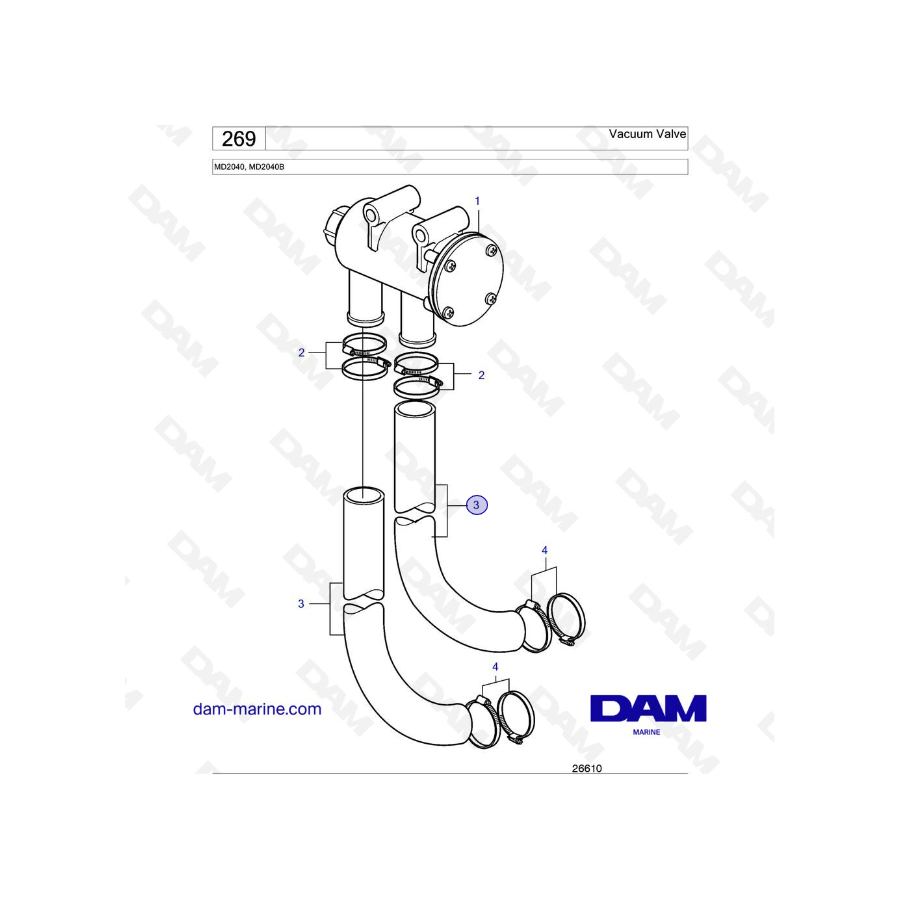 Volvo Penta MD2040 / MD2040B - Válvula de vacío
