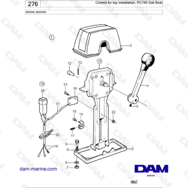 Volvo Penta MD2040 - MD2040B - Control for top Installation, PC740: TWIN