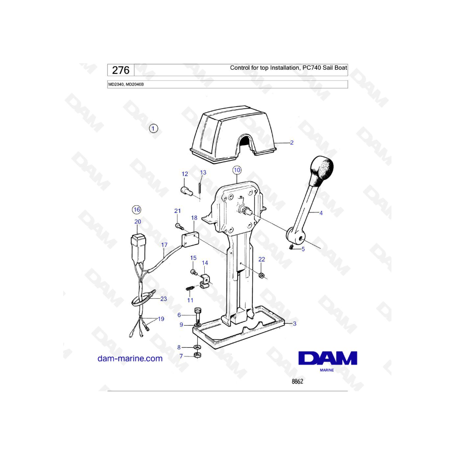 Volvo Penta MD2040 - MD2040B - Control para instalación superior, PC740: TWIN