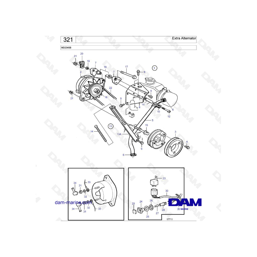 Volvo Penta MD2040B - Alternador adicional