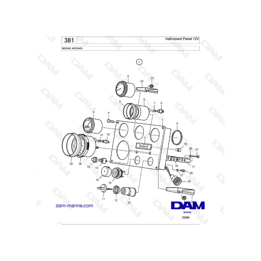 Volvo Penta MD2040 / MD2040B - Tablero de instrumentos 12V