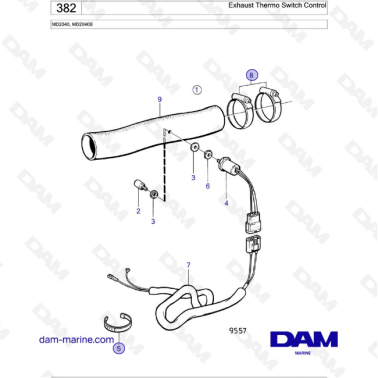 Volvo Penta MD2040 / MD2040B - Exhaust Termo Switch Control