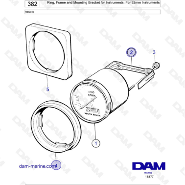 Volvo Penta MD2040 - Ring, Frame and Mounting Bracket for Instruments: For 52mm Instruments
