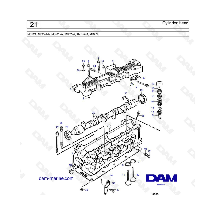 Volvo Penta MD22A / TMD22A / MD22A-A / TMD22-A - Culata