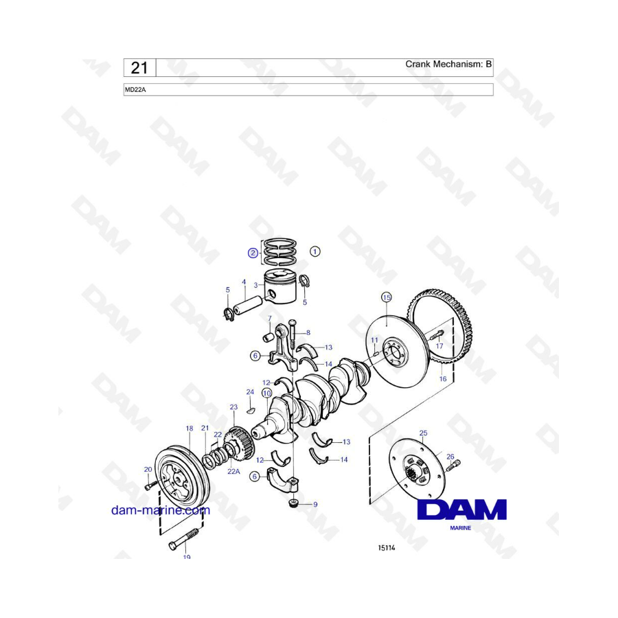 Volvo Penta MD22A - Crank mechanism 