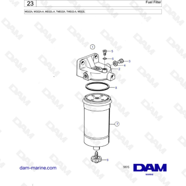Volvo Penta MD22A / MD22A-A / MD22L-A / TMD22A / TMD22-A / MD22L - Fuel filter