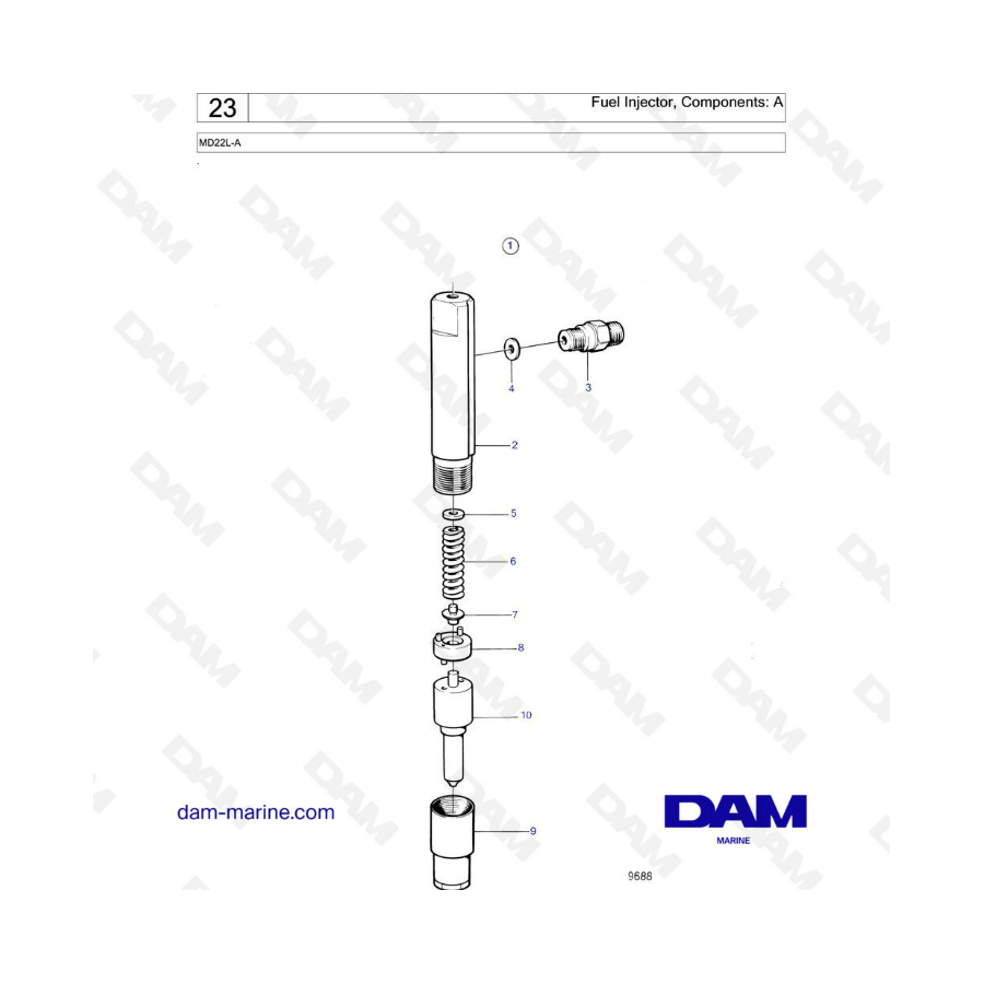 Volvo Penta MD22L-A - Fuel injector components : A Volvo Penta MD22L-A - Fuel injector components : A