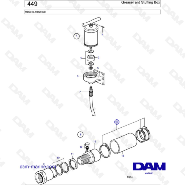 Volvo Penta MD2040 / MD2040B - Greaser and Stuffing Box