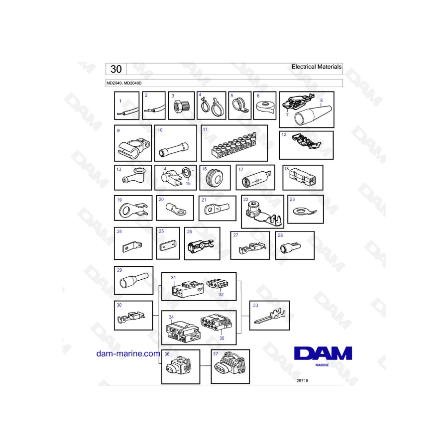 Volvo Penta MD2040 / MD2040B - Materiales Eléctricos