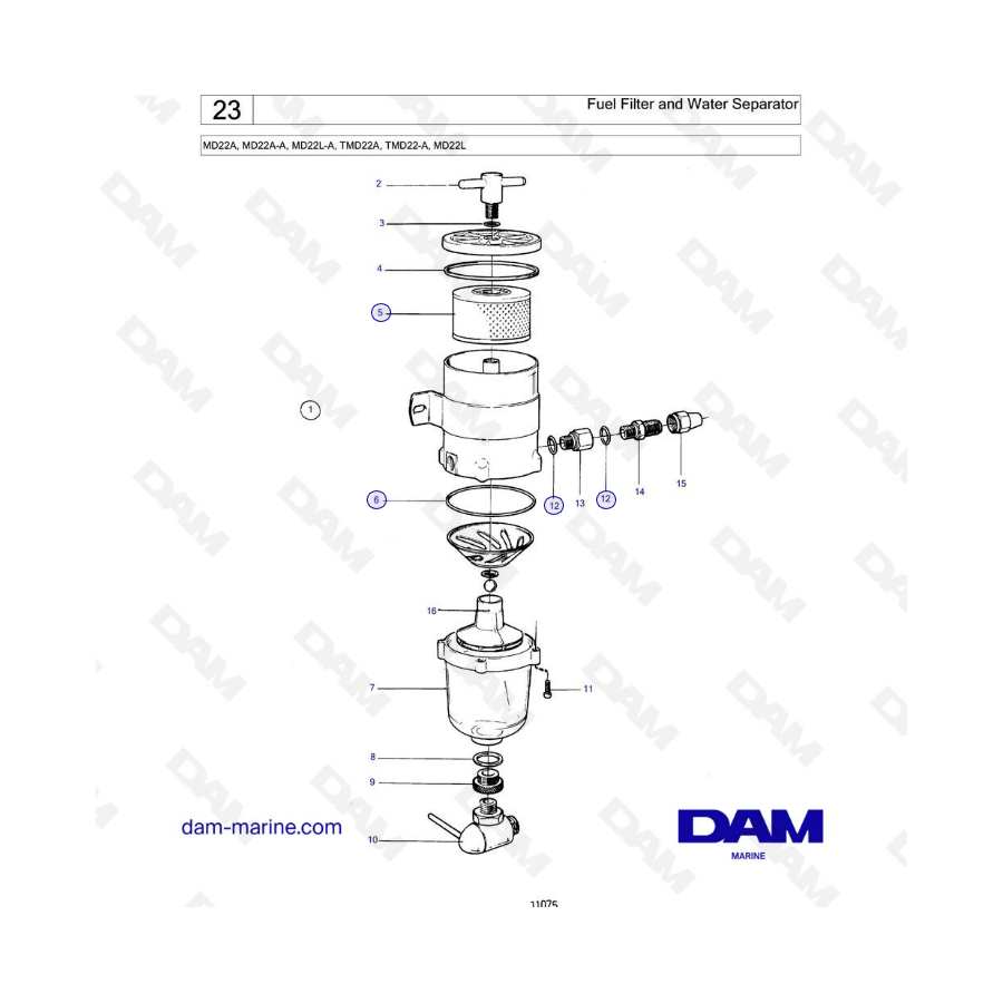 Volvo Penta MD22A / MD22A-A / MD22L-A / TMD22A / TMD22-A / MD22L - Fuel filter & water separator