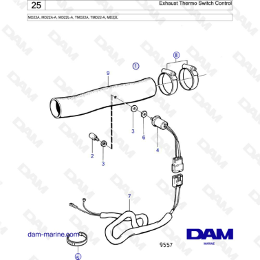 Volvo Penta MD22A / MD22A-A / MD22L-A / TMD22A / TMD22-A / MD22L - Exhaust thermo switch control