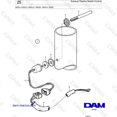 Volvo Penta MD22A / MD22A-A / MD22L-A / TMD22A / TMD22-A / MD22L - Exhaust thermo switch control