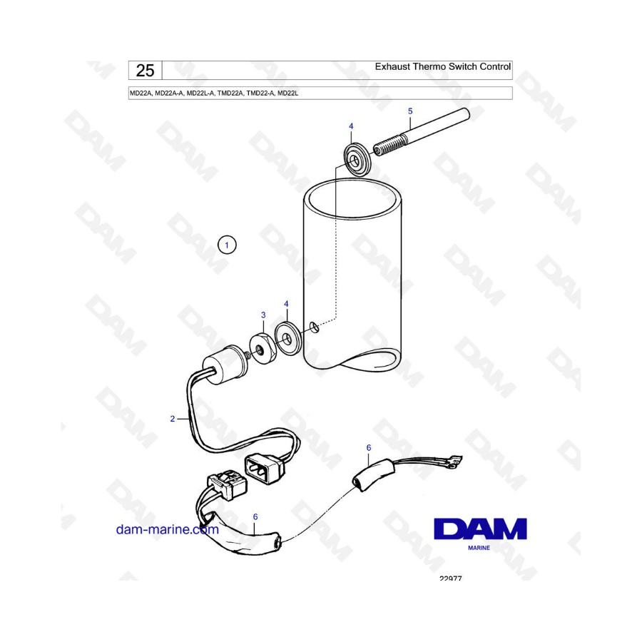 Volvo Penta MD22A / MD22A-A / MD22L-A / TMD22A / TMD22-A / MD22L - Control del interruptor térmico de escape 