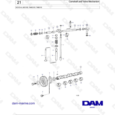 Volvo Penta AD31D-A / AD31XD / TAMD31D / TMD31D - Camshaft and Valve Mechanism