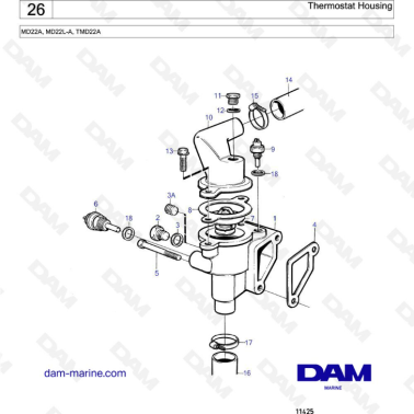 Volvo Penta MD22A / MD22L-A / TMD22A - Thermostat housing