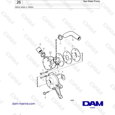 Volvo Penta MD22A / MD22L-A / TMD22A - Sea water pump