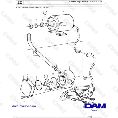 Volvo Penta AD31D / AD31D-A / AD31XD / TAMD31D / TMD31D - Electric Bilge Pump 12V/24V: 12V