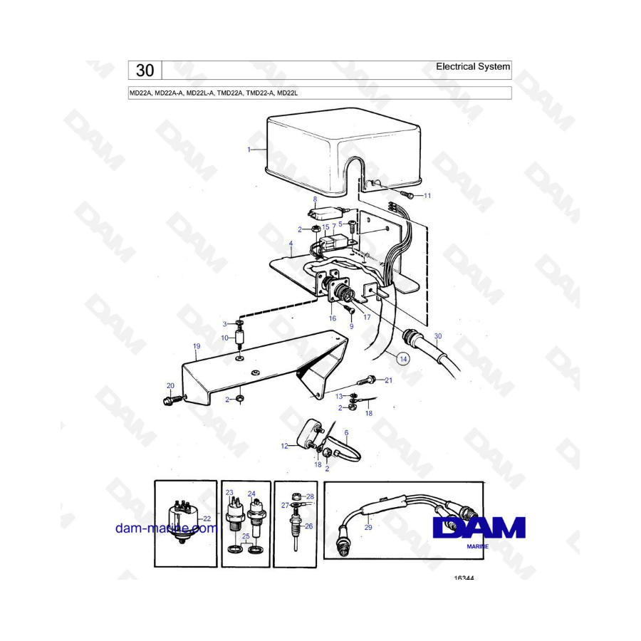 Volvo Penta MD22A / MD22L-A / MD22A-A / TMD22A / TMD22-A / MD22L - Electrical system 