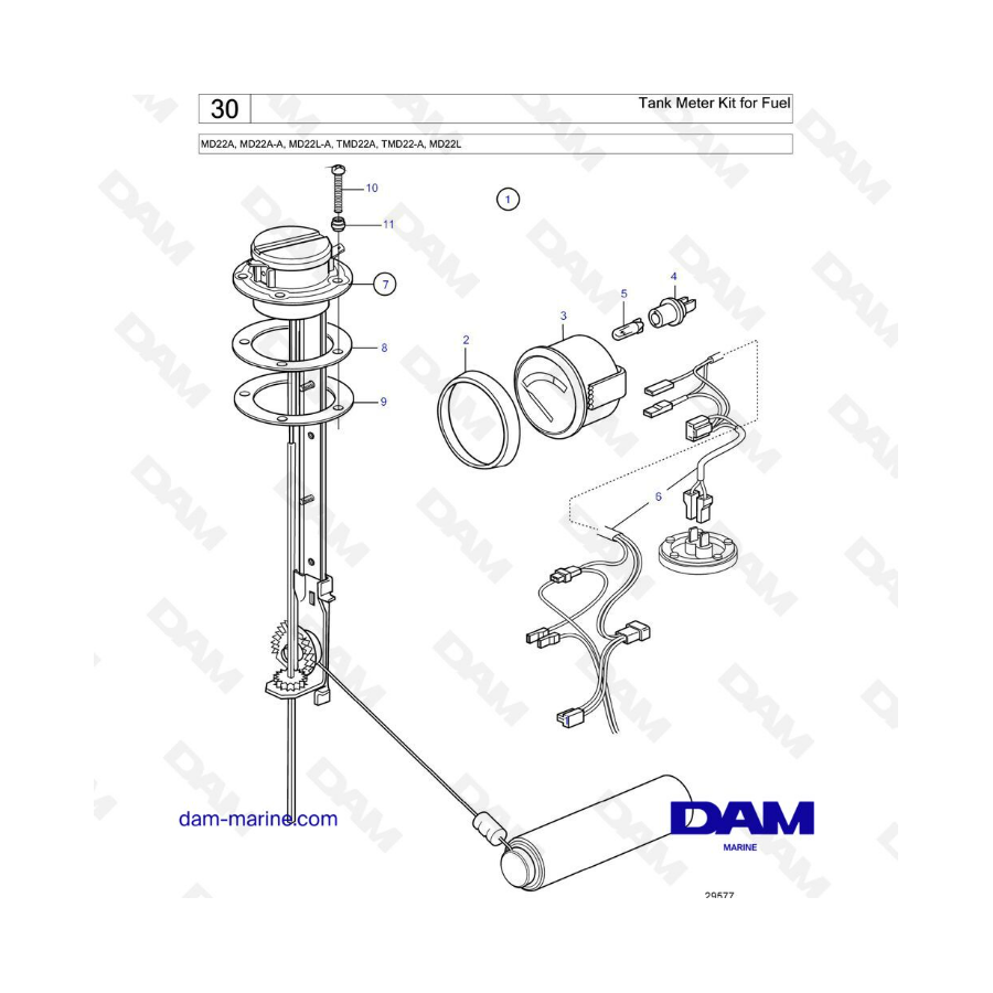 Volvo Penta MD22A / MD22L-A / MD22A-A / TMD22A / TMD22-A / MD22L - Kit medidor de tanque de combustible