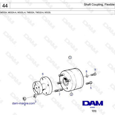 Volvo Penta MD22A / MD22L-A / MD22A-A / TMD22A / TMD22-A / MD22L - Shaft coupling, flexible