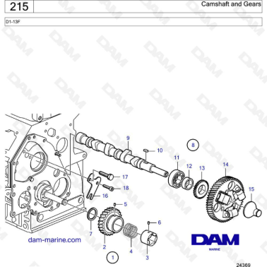 Volvo Penta D1-13F - Camshaft & gears
