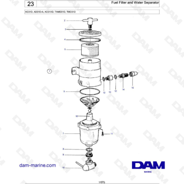 Volvo Penta AD31D / AD31D-A / AD31XD / TAMD31D / TMD31D - Fuel Filter and Water Separator
